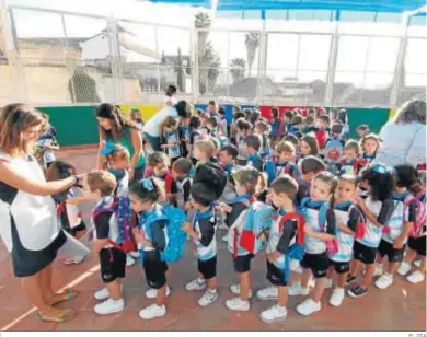  ?? EL DÍA ?? Alumnos del colegio Santa Victoria el primer día de clase.