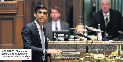  ?? PA ?? MEASURES: Chancellor Rishi Sunak delivers his summer economic update