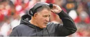  ?? ADAM CAIRNS/COLUMBUS DISPATCH ?? Rutgers head coach Greg Schiano watches from the sideline in Saturday’s 35-16 loss to Ohio State at SHI Stadium.