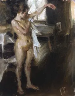  ??  ?? Karen Offutt’s oil master copy of After the Bath by Anders Zorn.