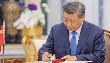  ?? ?? Chinese President Xi Jinping said Beijing’s policy toward Berlin maintains a high degree of stability