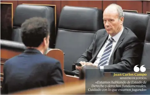  ?? POOL ?? MINISTRO DE JUSTICIA
Juan Carlos Campo, ministro de Justicia, en una sesión plenaria del Congreso de los Diputados