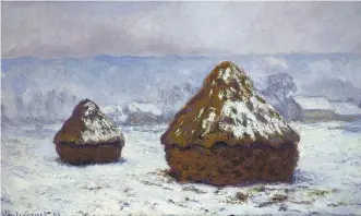  ??  ?? Claude Monet’s Grainstack­s, Snow Effect (1891), courtesy Shelburne Museum