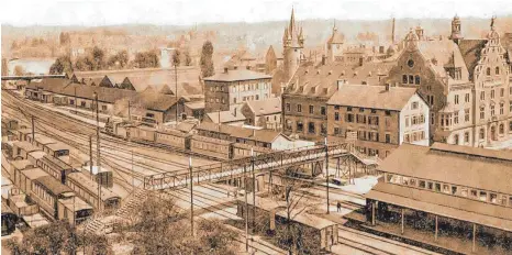  ?? FOTO: SAMMLUNG SCHLEGEL ?? Der alte Bahnhof im Jahr 1910.