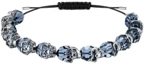 ??  ?? A subtle take on Gothic glamour, this leather bracelet is strung with a row of ruthenium-plated skull motifs, embellishe­d with blue crystal to add an instant edge to your look. The adjustable closure ensures a perfect fit.