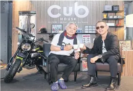  ??  ?? AP Honda president Yoichi Mizutani (left) and Greyhound executive creative director Bhanu Ingkawat present Cub House cafe, a new channel for motorcycle sales.