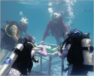  ?? PICTURE: REUTERS ?? Divers play Mahjong under water during a local contest in Chongqing, China, yesterday.