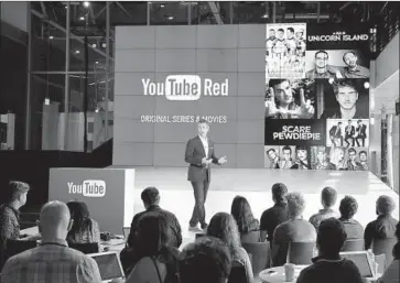  ?? Danny Moloshok Associated Press ?? ROBERT KYNCL, chief business officer at YouTube, speaks in Los Angeles in 2015. Research shows 96.5% of all of those trying to become YouTubers won’t make enough money from ads to crack the U.S. poverty line.