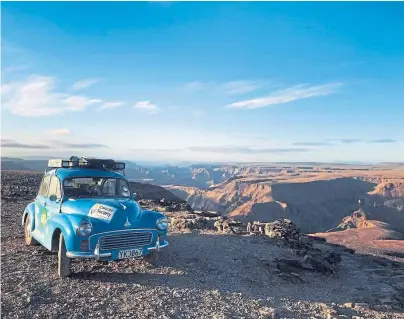  ??  ?? ADVENTURE: Laura Morrison and her faithful Morris Minor travelled through 14 countries on their trek