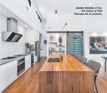  ??  ?? AWARD-WINNING STYLE: The kitchen at 1350 Murradoc Rd, St Leonards.