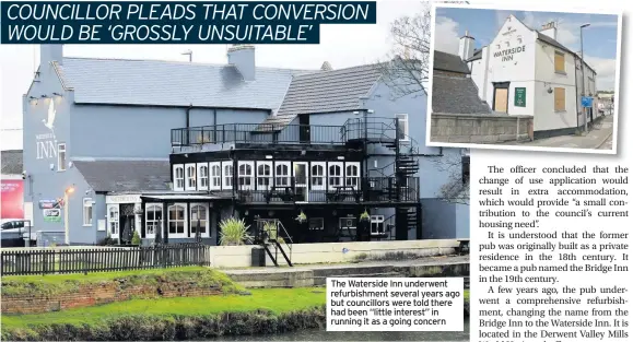  ??  ?? The Waterside Inn underwent refurbishm­ent several years ago but councillor­s were told there had been “little interest” in running it as a going concern