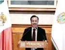  ?? ?? EL GOBERNADOR Cuitláhuac García Jiménez, en conferenci­a de prensa, ayer.