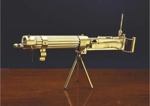  ??  ?? Trench art: this 22in model of a Vickers machine gun sold for £2,600 at Martel Maides in June