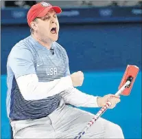  ?? AP, NATACHA PISARENKO ?? U.S. skip John Shuster reacts to a shot during the men’s curling final against Sweden at the 2018 Winter Olympics in Gangneung, South Korea, on Saturday, Feb. 24, 2018.