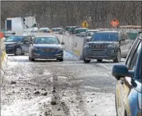  ?? TOM KELLY III — FOR DIGITAL FIRST MEDIA ?? Concrete barriers had to be removed to allow vehicles to get off at the Stowe exit.