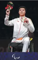  ??  ?? Li Hao, who won China’s first gold medal of the Tokyo Paralympic­s.