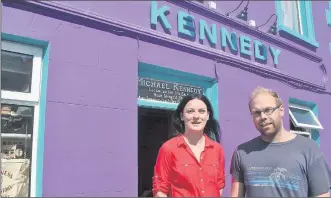  ??  ?? Kay Newell and Michael Murphy who re-opened his family’s pub, Kennedy’s, on Upper Main Street/Goat Street last Friday night.