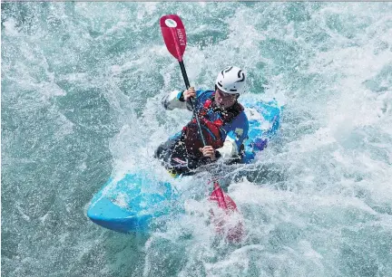  ?? PHOTOS: MASSOUD HOSSAINI/THE ASSOCIATED PRESS ?? Callum Strong navigates white water along the Panjshir River.