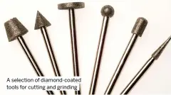  ?? ?? A selection of diamond-coated tools for cutting and grinding