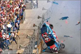  ?? ASSOCIATED PRESS 1988 ?? Richard Petty was turned sideways in Turn 4 after Daytona 500 rookie Phil Barkdoll tapped “The King” in the rear bumper on Feb. 14, 1988. Petty limped away, and while parts flew into the grandstand­s, no spectators were harmed.