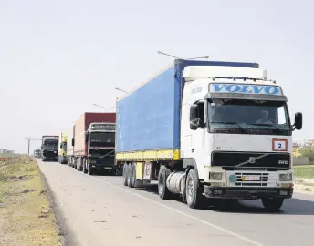  ?? ?? The United Nations has sent 73 trucks of humanitari­an aid to Idlib, Syria, May 23, 2022.