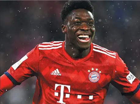  ?? FILE PHOTO ?? Canadian teenager Alphonso Davies has been a revelation at leftback for Bayern Munich this season.