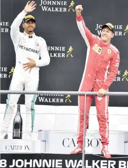  ?? Picture: GEERT VANDEN WIJNGAERT, AP ?? LOOKING TO GAIN AN UPPER HAND: Lewis Hamilton and Sebastian Vettel each have five wins from 13 races this season.