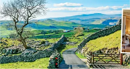  ??  ?? NOT A BACKPACK IN SIGHT: The rolling Yorkshire Dales and, right, inside The Belsfield in the Lake District