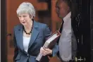  ?? SIMON DAWSON BLOOMBERG ?? British Prime Minister Theresa May at 10 Downing Street on Wednesday.