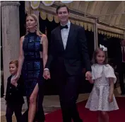  ?? — AFP ?? ( Left) US President Donald Trump, First Lady Melania Trump and their son arrive for a New Year’s party at Mar- a- Lago resort in Florida, on Sunday. Ivanka Trump, Jared Kushner and their children during the party.