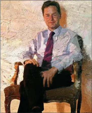  ??  ?? ‘unnervingl­y accurate’: Brendan Kelly’s painting of former Lib Dem leader Nick Clegg