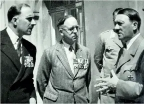  ?? ?? British Legion chairman Major Francis Fetherston-Godley, left, meeting German Chancellor Adolf Hitler in Berlin in July 1935