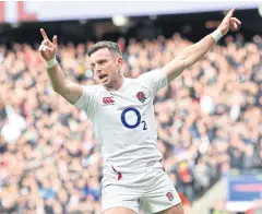  ?? AFP ?? England’s George Ford celebrates after scoring a try against Ireland.