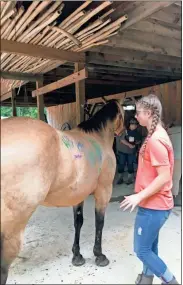  ?? Contribute­d ?? Liberty Mccreary, 13, works on painting lesson pony, Ava, during camp in June.