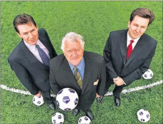  ??  ?? UNITED FRONT: Sir Rodney Walker, flanked by financial director Bill Gow (left) and Keith Rogers.