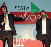  ??  ?? A Roma Il dem Maurizio Martina, 40 anni, e il presidente della Camera Roberto Fico, 43, ieri alla festa di Leu (Fotogramma)