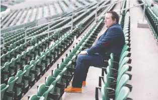  ??  ?? Tim Reid, president and CEO of REAL, scans an empty Mosaic Stadium. He describes speculatio­n about Regina as a hub city for the CFL 2020 season as an ‘interestin­g conversati­on right now.’