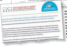  ??  ?? CA CARTAS. ARTAS Pediatras Pe y científico­s, cie contra co el acuerdo ac que qu firmó el Ministerio de Educación E c con Conin.