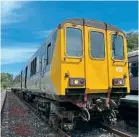  ?? MIKE BECKETT ?? NIR Class 450
No. 458 Antrim Castle idles at Inch Abbey Platform on July 16, working the first summer passenger service from Downpatric­k since 2019. Two years of track improvemen­ts during Covid-19 lockdown and months of work on the railcar have made this possible.