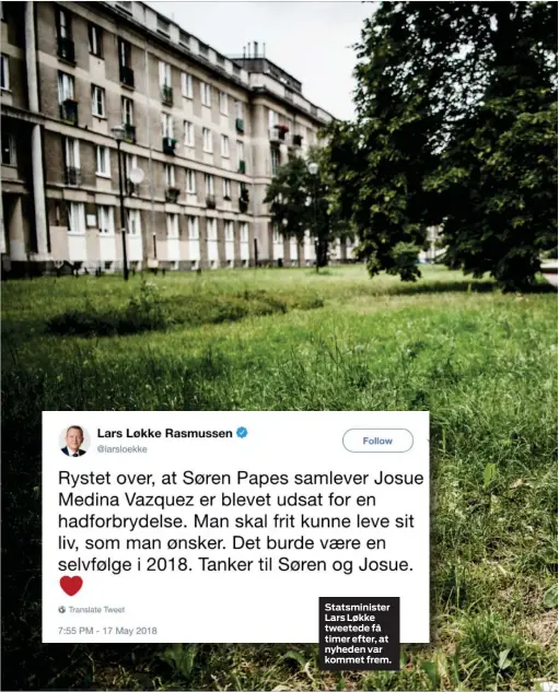  ??  ?? Statsminis­ter Lars Løkke tweetede få timer efter, at nyheden var kommet frem.