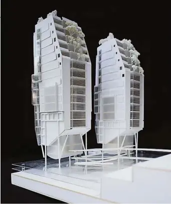  ?? SZY-KOW ?? Modell der zwei Wasserhäus­er von Szyszkowit­z-Kowalski für Hamburg