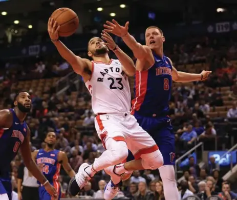  ?? RENÉ JOHNSTON/TORONTO STAR ?? Raptors guard Fred VanVleet had 10 points and two assists in 18 minutes Tuesday against Detroit. He should see regular time off Toronto’s bench.