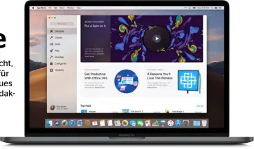  ??  ?? Der Mac-appstore wurde von Grund auf neu gestaltet und sortiert. Er ähnelt jetzt deutlich dem App Store auf iphone und ipad.