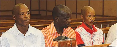  ?? ?? Guilty… Rape convicts Jan Gemeng, Tjaava Ebson (acquitted) and Godlieb Rapanka Katuuo.