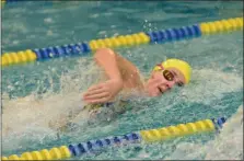  ?? COURTESY UPPER PERKIOMEN ATHLETICS ?? Upper Perkiomen’s Noel Fresa, swimming in a race last season, finished first in the 200 freestyle at Thursday’s District 1 championsh­ips.