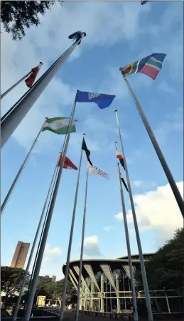  ?? PHOTO: MOTSHWARE MOFOKENG ?? The South African flag flying high at the Durban ICC for the World Economic Forum on Africa (WEF).