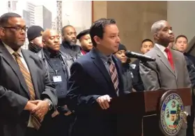  ?? | FRAN SPIELMAN/ SUN- TIMES ?? Ald. Ray Lopez and several other aldermen believe removing “police” from aviation officers’ uniforms and vehicles damages their status in the eyes of the public.