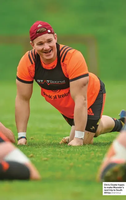  ?? SPORTSFILE ?? Chris Cloete hopes to make Munster’s next trip to South Africa