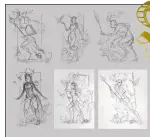 ??  ?? When locking down a design, thumbnails are key. I find that working on paper at first can help me loosen up and get a good flow down.