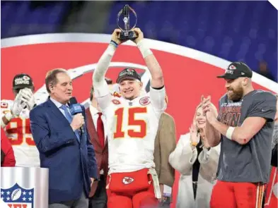  ?? ?? El quarterbac­k Patrick Mahomes será uno de los grandes protagonis­tas, el próximo 11 de febrero.